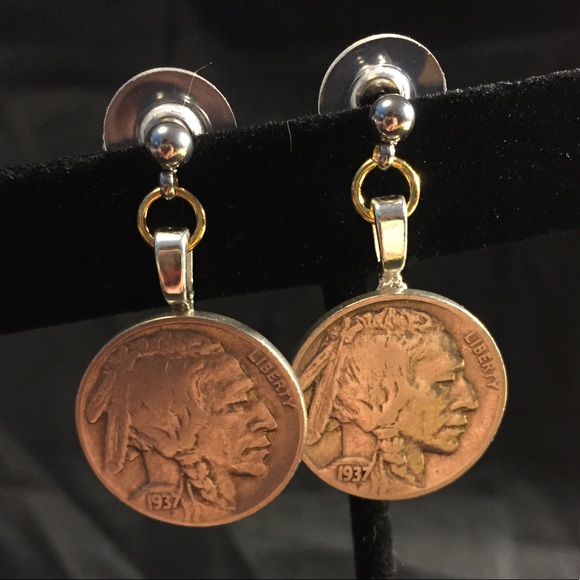 1930s Buffalo Nickels earrings - Picture 1 of 1